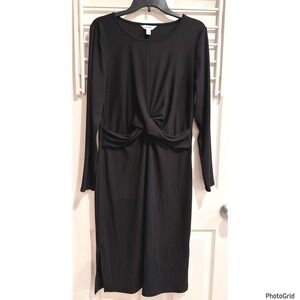 NWT Nine West Black Twist Front Dress Large Elevated Basic